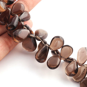 1  Strand Smoky Quartz Smooth Briolettes -Pear Shape  Briolettes  12mmx9mm-21mmx11mm -9.5 Inches BR1297