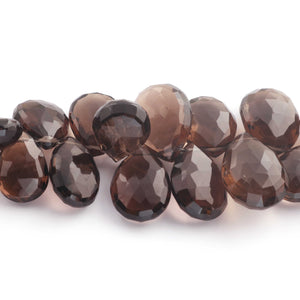 1  Strand Smoky Quartz Faceted Briolettes -Pear Shape  Briolettes -11mmx11mm-16mmx13mm -6 Inche BR1305