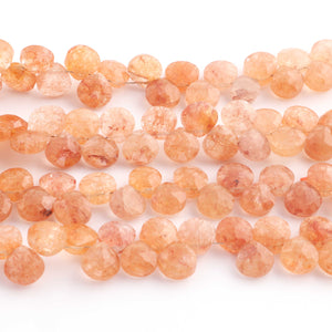 1 Strand Orange Rutile Faceted Briolettes - Heart Shape Briolettes 8mm-9mm 8.5 Inches BR1328