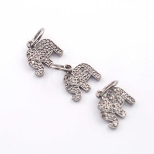 1 PC Pave Diamond Elephant Charm 925 Sterling Silver, Yellow & Rose Gold Vermeil Pendant, 16mmx13mm PDC00053 - Tucson Beads