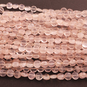 1 Strand Rose Quartz  Faceted Coin Briolettes - Rose Quartz Coin Beads 6mm 12 inches BR1339