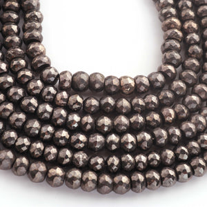 1 Strand Black Pyrite Faceted Rondelles  -Round Shape  Rondelles  7mm-8mm - 8 Inches BR1346