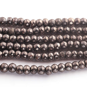 1 Strand Black Pyrite Faceted Rondelles  -Round Shape  Rondelles  7mm-8mm - 8 Inches BR1346