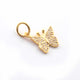 1 Pc Pave Diamond Butterfly Charm Pendant, Designer Charm, 925 Sterling Yellow Gold Vermeil , Pave Diamond Jewelry 19mmx19mm PDC00056 - Tucson Beads