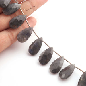 1 Long Strand Labradorite Faceted Briolettes -Pear Shape Briolettes - 20mmx10mm-20mmx11mm - 8 inch BR1343