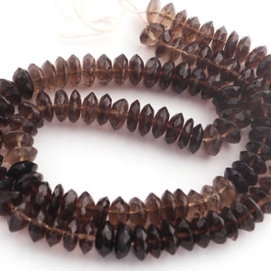 1 Strand Smoky Quartz Faceted Rondelles - Smoky Quartz Rondelle Beads 8mm 16 Inches BR1393