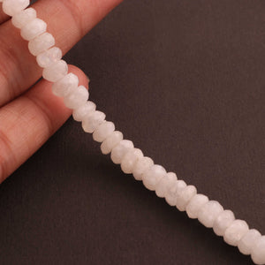 1 Strand White Rainbow Moonstone Faceted Rondelles - Roundel Beads 6mm-9mm 9 Inches BR1405