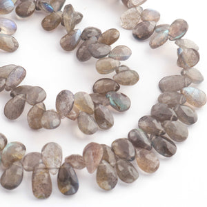 1 Strand Labradorite Faceted  Briolettes -Finest Quality Pear Drop Beads 8mmx6mm-12mmx7mm 10 Inches BR1476