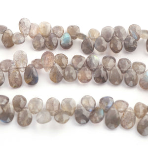 1 Strand Labradorite Faceted  Briolettes -Finest Quality Pear Drop Beads 8mmx6mm-12mmx7mm 10 Inches BR1476