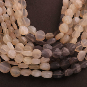 1 Strand Shaded Moonstone Faceted Coin Briolettes - Shaded Moonstone Coin Beads 10mm 8.5 inches BR1451