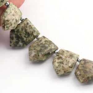 1  Strand Green Jasper Faceted  Briolettes  - Fancy  Briolettes -13mmX16mm-23mmx16mm-8.5 Inches BR1661 - Tucson Beads