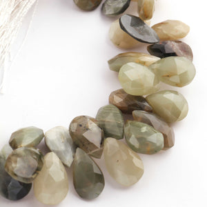 1 Strands Cats Eye Faceted Pear Drop Beads Briolettes - 13mmx9mm-15mmx9mm 8 Inches BR1474