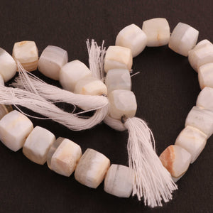 1 Strand White Agate Faceted Cube Briolettes -White Agate Cube Beads 10mmx8mm- 8.5Inches BR1484