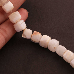 1 Strand White Agate Faceted Cube Briolettes -White Agate Cube Beads 10mmx8mm- 8.5Inches BR1484