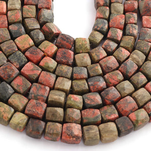 1 Strand Unakite Faceted Cube Beads- Faceted Cube beads 7mm-8mm 8 Inches  BR1492