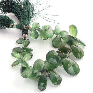 1 Strand Green Aventurine Faceted Briolettes - Pear Shape Briolettes -10mmx7mm-19mmx12mm - 6.5 Inches BR1499