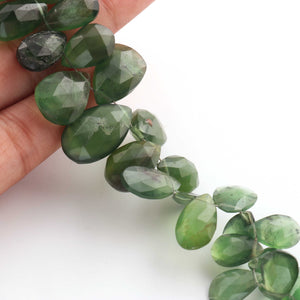 1 Strand Green Aventurine Faceted Briolettes - Pear Shape Briolettes -10mmx7mm-19mmx12mm - 6.5 Inches BR1499