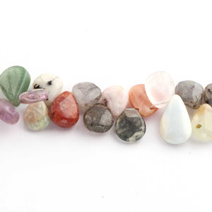 1 Long Strand Multi Stone Smooth Briolettes - Pear Shape Mix Stone Briolettes - 11mmx10mm-19mmx11mm -10 Inches BR1248