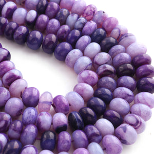 1  Long Strand Beautiful Dark Shaded Purple opal smooth rondelles beads- Semi Precious Gemstone  Dark Purple Plain Opal Beads - 9mm -10mm-15.5 Inches BR02685