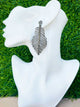 1 Pair Of Extremely Beautiful Pave Diamond Leaf Earrings - 925 Sterling Silver Feather Earrings 55mmx29mm-14mmx7mm ED168