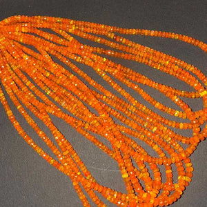 1 Long Strand Amazing Orange  Ethiopian Welo Opal Faceted Rondelles - Orange Ethiopian Roundelles Beads 4mm-6mm 16 Inches BR03214