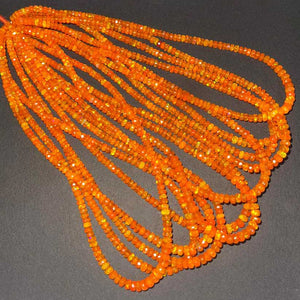 1 Long Strand Amazing Orange  Ethiopian Welo Opal Faceted Rondelles - Orange Ethiopian Roundelles Beads 4mm-6mm 16 Inches BR03214