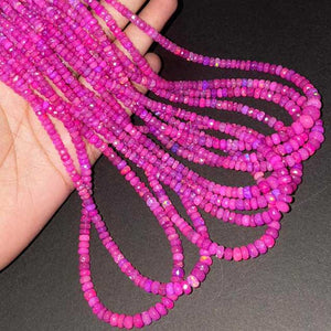 1 Long Strand Amazing Hot Pink Ethiopian Welo Opal Faceted Rondelles -Hot Pink Ethiopian Roundelles Beads 3mm-8mm 16 Inches BR03234