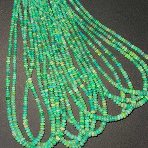 1 Long Strand Amazing Green Ethiopian Welo Opal Smooth Rondelles -Green Ethiopian Roundelles Beads 3mm-5mm 16 Inches BR03200