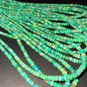 1 Long Strand Amazing Green Ethiopian Welo Opal Smooth Rondelles -Green Ethiopian Roundelles Beads 3mm-5mm 16 Inches BR03200