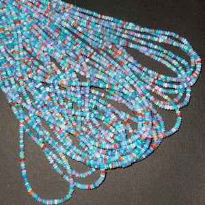 1 Long Strand Amazing Mix Ethiopian Welo Opal Smooth Rondelles -Mix Ethiopian Roundelles Beads 3mm-4mm 16 Inches BR03226