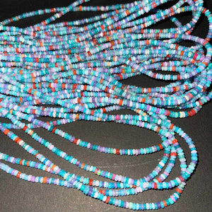 1 Long Strand Amazing Mix Ethiopian Welo Opal Smooth Rondelles -Mix Ethiopian Roundelles Beads 3mm-4mm 16 Inches BR03226