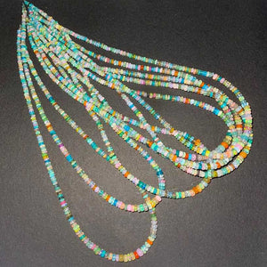 1 Long Strand Amazing Mix Ethiopian Welo Opal Smooth Rondelles -Mix Ethiopian Roundelles Beads 3mm-5mm 16 Inches BR03237