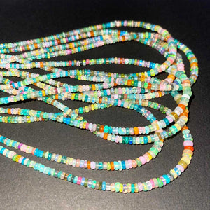 1 Long Strand Amazing Mix Ethiopian Welo Opal Smooth Rondelles -Mix Ethiopian Roundelles Beads 3mm-5mm 16 Inches BR03237