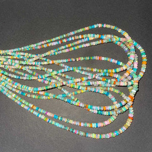 1 Long Strand Amazing Mix Ethiopian Welo Opal Smooth Rondelles -Mix Ethiopian Roundelles Beads 3mm-5mm 16 Inches BR03237