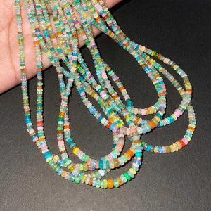 1 Long Strand Amazing Mix Ethiopian Welo Opal Smooth Rondelles -Mix Ethiopian Roundelles Beads 3mm-5mm 16 Inches BR03237