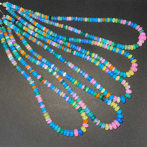 1 Long Strand Amazing Mix Ethiopian Welo Opal Smooth Rondelles -Mix Ethiopian Roundelles Beads 5mm-11mm 16 Inches BR03220