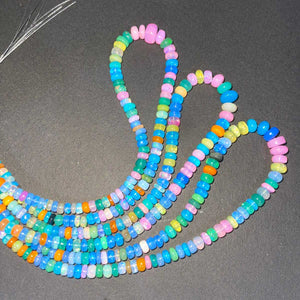 1 Long Strand Amazing Mix Ethiopian Welo Opal Smooth Rondelles -Mix Ethiopian Roundelles Beads 5mm-11mm 16 Inches BR03220