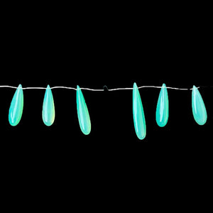 1 Strand Green Chalcedony Smooth  Briolettes -Long Tear &  Pear Drop  Briolettes - 30mmx9mm-67mmx11mm -8 Inches BR1053