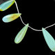 1 Strand Bio Aqua Chalcedony Smooth  Briolettes -Long   Pear Drop  Briolettes - 31mmx12mm-42mmx12mm 8 Inches BR1043