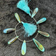 1 Strand Bio Aqua Chalcedony Smooth  Briolettes -Long  Pear Drop  Briolettes - 38mmx12mm-50mmx14mm 8 Inches BR1015