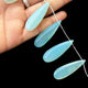 1 Strand Bio Aqua  Chalcedony Smooth  Briolettes -Long  Pear Drop  Briolettes - 30mmx12mm-45mmx13mm -7.5 Inches BR1013