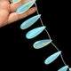 1 Strand Bio Aqua  Chalcedony Smooth  Briolettes -Long  Pear Drop  Briolettes - 31mmx11mm-47mmx14mm -7.5 Inches BR1056