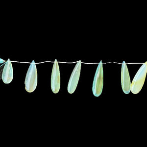 1 Strand Bio Aqua  Chalcedony Smooth  Briolettes -Long  Pear Drop  Briolettes - 30mmx12mm-45mmx12mm -7.5 Inches BR1061