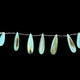 1 Strand Bio Aqua  Chalcedony Smooth  Briolettes -Long  Pear Drop  Briolettes - 31mmx12mm-45mmx13mm -7.5 Inches BR1044