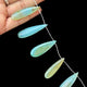 1 Strand Bio Aqua  Chalcedony Smooth  Briolettes -Long  Pear Drop  Briolettes - 37mmx11mm-49mmx13mm -8 Inches BR1038