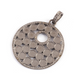 1 Pc Pave Diamond Round Pendant - 925 Sterling Silver- Scratch Finish Circle Pendant 39mmx34mm PD1170