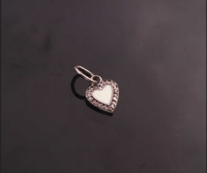 1 Pc Pave Diamond Enamel Small Heart Pendant, 12mmx9mm, 925 Sterling Silver/ Yellow Gold Vermeil You Choose PDC00232