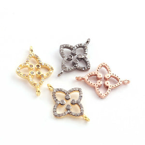 1 Pc Pave Diamond Clover Connector,925 Sterling Silver/ Vermeil & Yellow /Rose Gold Vermeil 21mmx15mm,Pave Diamond Jewelry,You Choose PDC00386