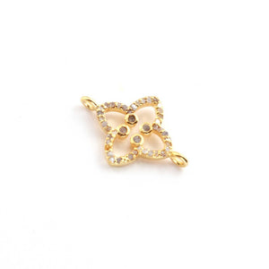 1 Pc Pave Diamond Clover Connector,925 Sterling Silver/ Vermeil & Yellow /Rose Gold Vermeil 21mmx15mm,Pave Diamond Jewelry,You Choose PDC00386