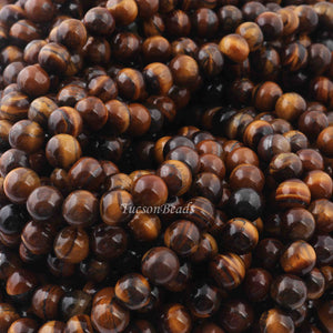 1 Strand Brown Tiger Eye , Best Quality , High Quality , Smooth Round Balls - Smooth Balls Beads -8mm 15 Inches BR0062 - Tucson Beads